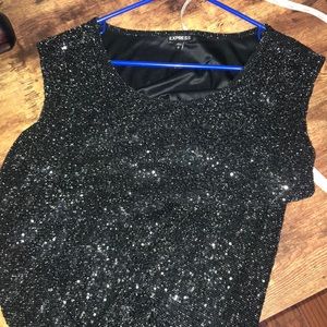 Express Black Sequin Shift Dress